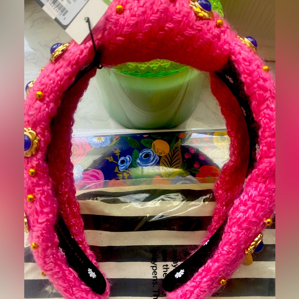 NWT Lele Sadoughi Eva Cabochon Knotted Headband-Color Dahlia/Pink